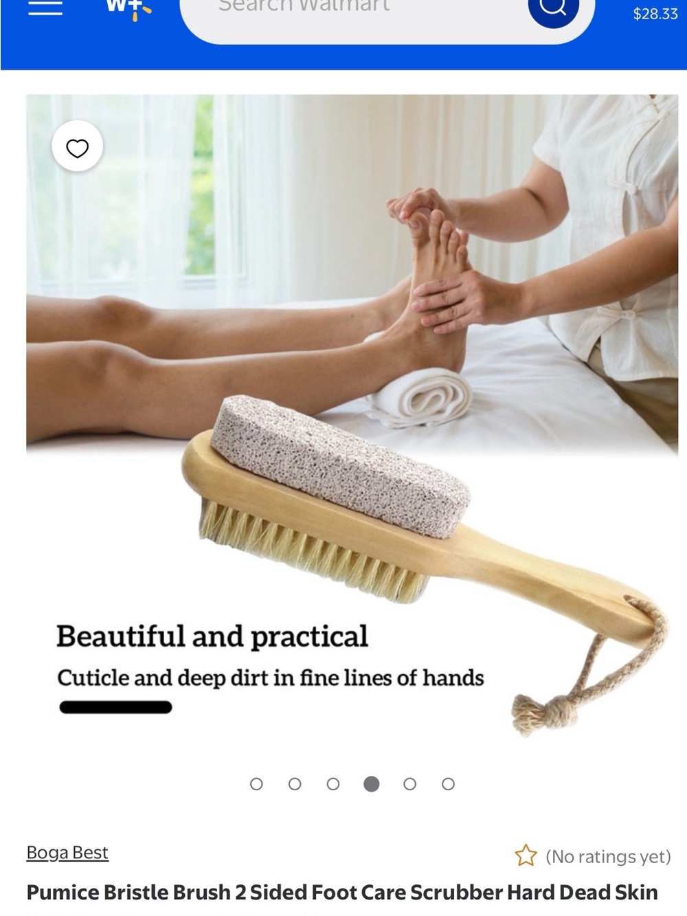 Pumice Bristle Brush 2-Sided Foot Care Scrubber - Natural